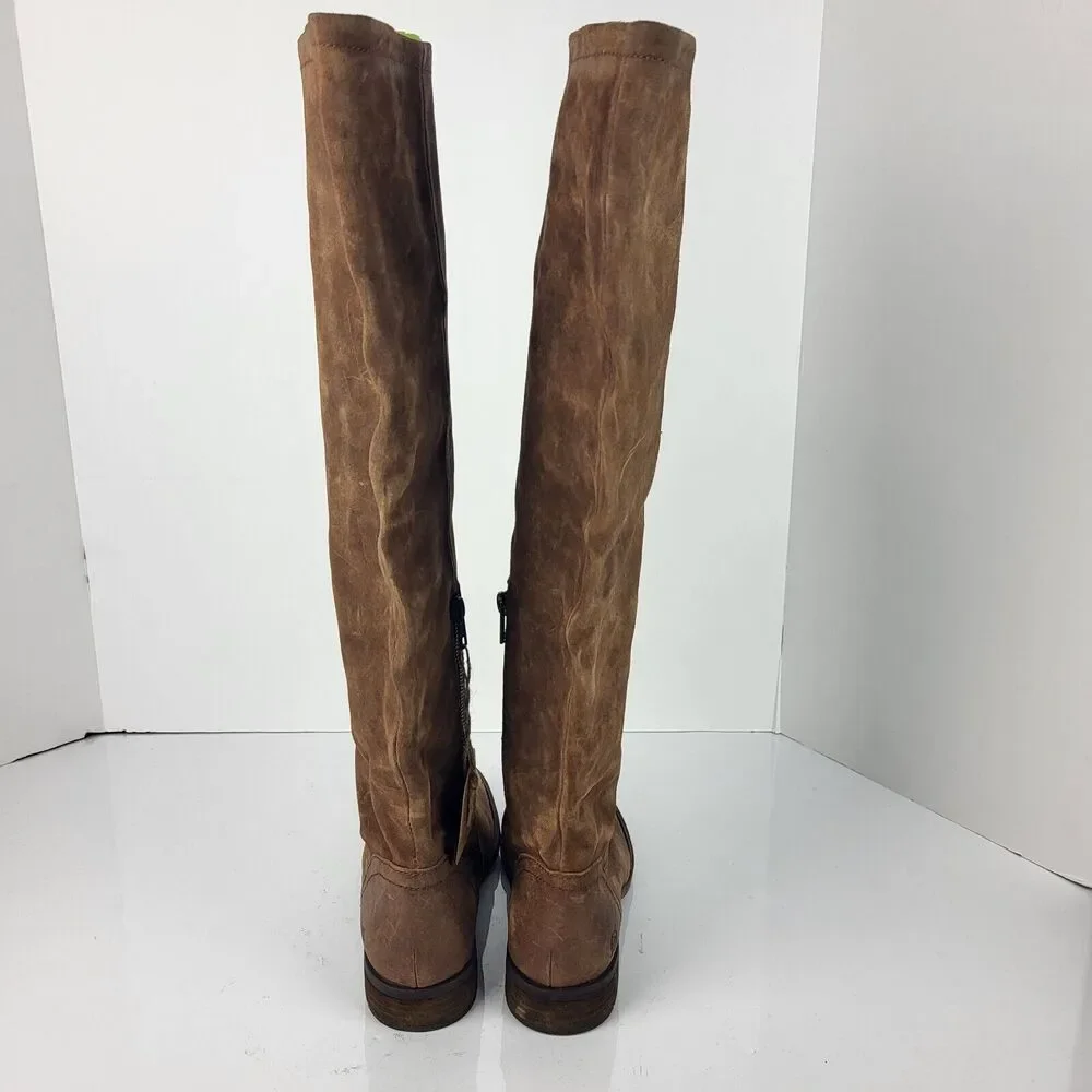 BORN Britton Women's Over the Knee Rust Brown Suede Distressed Boots